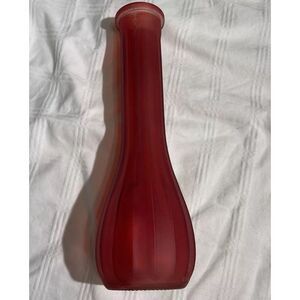Red Frosted Glass Vase Elegant Art Flowers‎ Beautiful Dark Red 9" Tall 10 oz